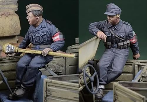 UDNDASBE 1/35 WWII German Soldier Resin Soldier Model Kit Unbemalt und unmontiert Figur Resin Model Kit (2-Personen)//r8F6Z3 von UDNDASBE