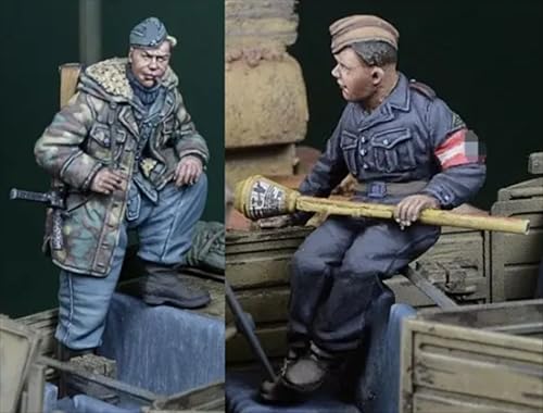 UDNDASBE 1/35 WWII German Soldier Resin Soldier Model Kit Unbemalt und unmontiert Figur Resin Model Kit (2-Personen)//r8F6Z4 von UDNDASBE
