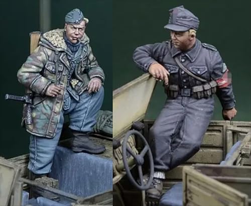UDNDASBE 1/35 WWII German Soldier Resin Soldier Model Kit Unbemalt und unmontiert Figur Resin Model Kit (2-Personen)//r8F6Z6 von UDNDASBE
