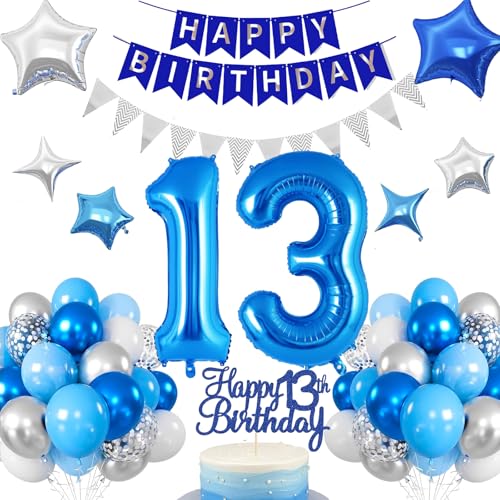 13.Geburtstag Dekoration,13 geburtstag Junge Blau,Geburtstagsdeko 13 jahre Junge,Luftballons 13.geburtstag Happy Birthday Girland Ballon 13 Deko zum Geburtstags, Geburtstagsdeko Jungen 13 Jahr 13.Geburtstag Dekoration,13 geburtstag Junge Blau,Geburtstagsdeko 13 jahre Junge,Luftballons 13.geburtstag Happy Birthday Girland Ballon 13 Deko zum Geburtstags, Geburtstagsdeko Jungen 13 Jahr von UDRKFOPK