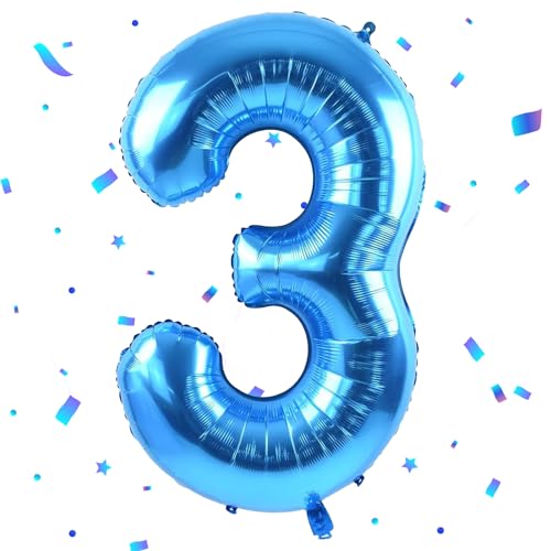 Blau Luftballon 3 - 40 Zoll Folienballon, 101cm Zahlenballon, Helium Ballon für 3 Jahre Geburtstagsdeko Kinder Mädchen Junge Blau Luftballon 3 - 40 Zoll Folienballon, 101cm Zahlenballon, Helium Ballon für 3 Jahre Geburtstagsdeko Kinder Mädchen Junge von UDRKFOPK