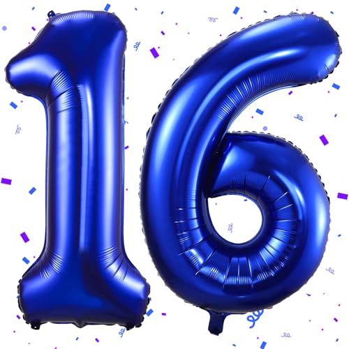 Dunkelblau Luftballon 16,Zahlen Luftballon Dunkelblau,40 Zoll Folienballon 1&6,Zahlenballon 16 Helium Ballon Luftballon 16 Geburtstag für 16th Geburtstagsdeko Mädchen Junge Jubiläum Party Deko Dunkelblau Luftballon 16,Zahlen Luftballon Dunkelblau,40 Zoll Folienballon 1&6,Zahlenballon 16 Helium Ballon Luftballon 16 Geburtstag für 16th Geburtstagsdeko Mädchen Junge Jubiläum Party Deko von UDRKFOPK