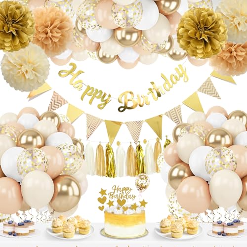 Geburtstagsdeko Frau,Geburtstagsdeko mit Beige Gold Luftballons Geburtstag Party Deko Set mit Dekoration Geburtstag Banner für Geburtstagsdeko Mädchen frauen Mann Baby Geburtstagsdeko Frau,Geburtstagsdeko mit Beige Gold Luftballons Geburtstag Party Deko Set mit Dekoration Geburtstag Banner für Geburtstagsdeko Mädchen frauen Mann Baby von UDRKFOPK
