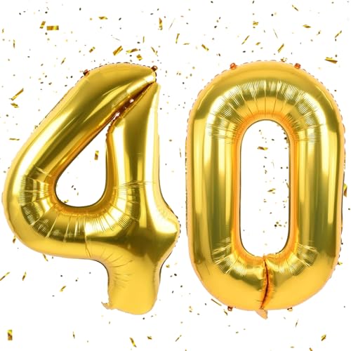 Golden Luftballon 40,Zahlen Luftballons Golden,40 Zoll Folienballon 4&0,Golden Zahlenballon 40 Helium Ballon Luftballon 40 Geburtstag für 40th Geburtstagsdeko Mädchen Junge von UDRKFOPK
