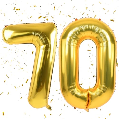 Golden Luftballon 70,Zahlen Luftballons Golden,40 Zoll Folienballon 7 & 0,Golden Zahlenballon 70 Helium Ballon Luftballon 70 Geburtstag für 70th Geburtstagsdeko Mädchen Junge von UDRKFOPK