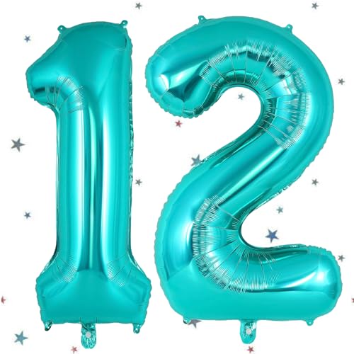 Grün Luftballon 12,Zahlen Luftballon Grün,40 Zoll Folienballon 1&2,Grün Zahlenballon 12 Helium Ballon Luftballon 12 Geburtstag für 12th Geburtstagsdeko Mädchen Junge Jubiläum Party Deko von UDRKFOPK