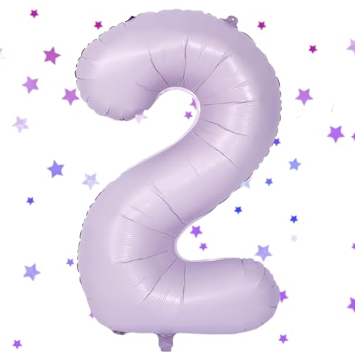 Hell Lila Luftballon 2 - 40 Zoll Folienballon, 101cm Zahlenballon für 2 Jahre Geburtstag - Helium Ballon Geburtstagsdeko für Mädchen und Junge von UDRKFOPK