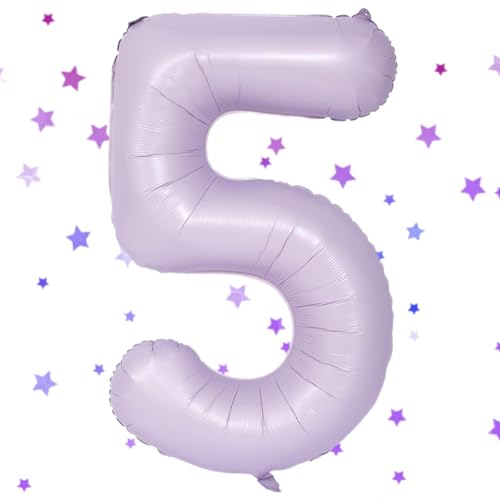 Hell Lila Luftballon 5 - 40 Zoll Folienballon, 101cm Zahlenballon für 5 Jahre Geburtstagsdeko - Helium Ballon für Mädchen Junge Hell Lila Luftballon 5 - 40 Zoll Folienballon, 101cm Zahlenballon für 5 Jahre Geburtstagsdeko - Helium Ballon für Mädchen Junge von UDRKFOPK