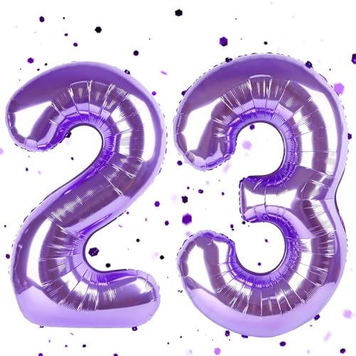 Lila Luftballon 23,Zahlen Luftballon Lila,40 Zoll lila Folienballon 2&3,Zahlenballon 23 Helium Ballon Luftballon 23 Geburtstag für 23th 32th Geburtstagsdeko Mädchen Junge von UDRKFOPK