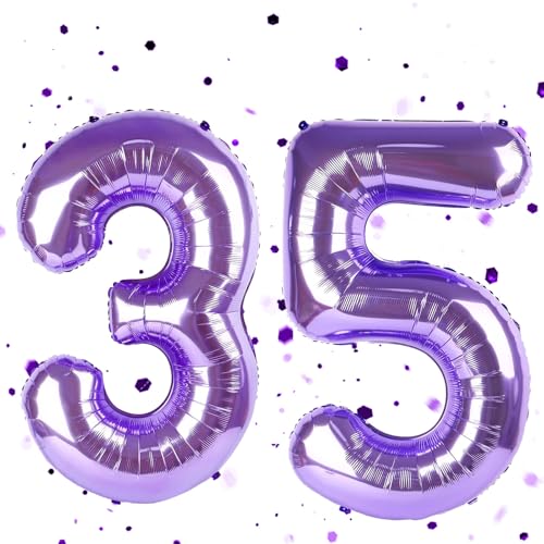 Lila Luftballon 35,Zahlen Luftballon Lila,40 Zoll Folienballon 3&5,Zahlenballon 35 Helium Ballon Luftballon 35 Geburtstag für 35th 53th Geburtstagsdeko Frau Mann Jubiläum Party Deko von UDRKFOPK