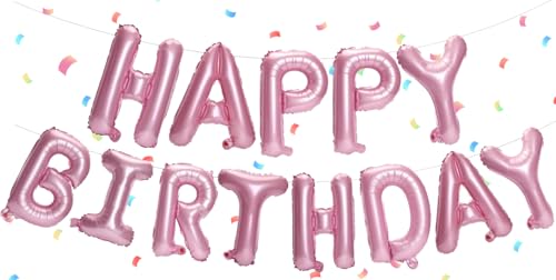 Rosa Happy Birthday Ballons Banner,Happy Birthday Luftballon Girlande 16 Zoll Silver Folie Happy Birthday Folienballon Luftballon Helium Ballon Geburtstagsballon Banner für Geburtstag Party Rosa Happy Birthday Ballons Banner,Happy Birthday Luftballon Girlande 16 Zoll Silver Folie Happy Birthday Folienballon Luftballon Helium Ballon Geburtstagsballon Banner für Geburtstag Party von UDRKFOPK