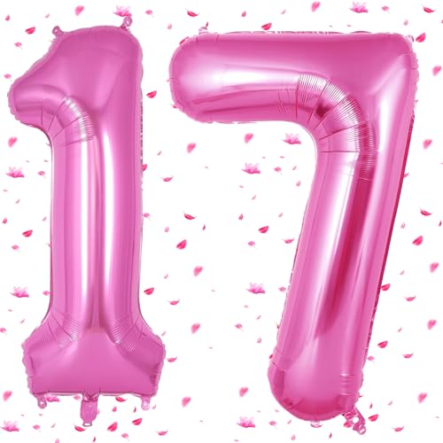 Rosa Pink Luftballon 17,Zahlen Luftballons rosa pink,40 Zoll Folienballon 17,101cm Rosa Pink Zahlenballon 17 Helium Ballon 17th Geburtstag für Geburtstagsdeko Kinder Mädchen Junge Rosa Pink Luftballon 17,Zahlen Luftballons rosa pink,40 Zoll Folienballon 17,101cm Rosa Pink Zahlenballon 17 Helium Ballon 17th Geburtstag für Geburtstagsdeko Kinder Mädchen Junge von UDRKFOPK