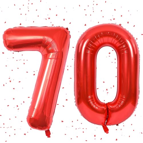 Rot Luftballon 70,Zahlen Luftballon Rot,40 Zoll rot Folienballon 70,Zahlenballon 70 Helium Ballon luftballon 70 Geburtstag für Geburtstagsdeko Frau Mann Jubiläum Party Deko von UDRKFOPK