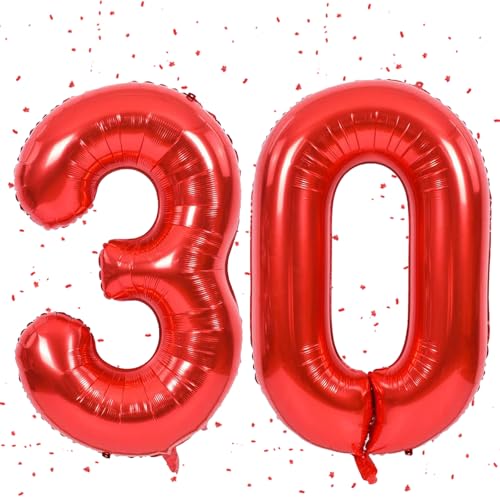 Rot Luftballon 80,Zahlen Luftballon Rot,40 Zoll rot Folienballon 80,Zahlenballon 80 Helium Ballon luftballon 80 Geburtstag für Geburtstagsdeko Frau Mann Jubiläum Party Deko von UDRKFOPK