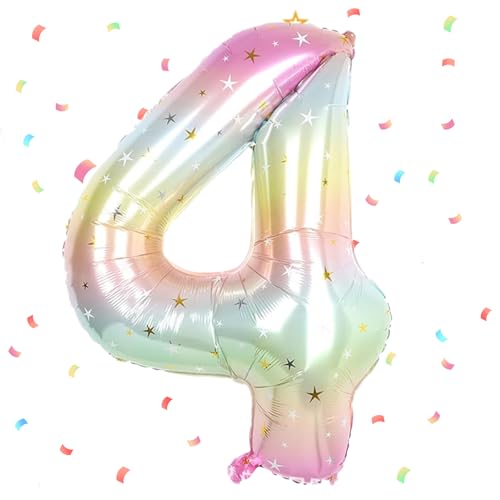Verlauf Luftballon 4 - 40 Zoll Folienballon, 101cm Zahlenballon, Helium Ballon für 4. Geburtstag - Deko für Mädchen und Jungen von UDRKFOPK