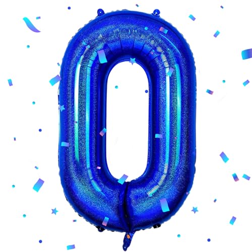 Zahlen Luftballon Marineblau,Marineblau Luftballon 0, 40 Zoll Blau Folienballon 0,101cm Zahlenballon 0 Helium Ballon Luftballon 0 Geburtstag für 0 Jahre Geburtstagsdeko Kinder Mädchen Junge von UDRKFOPK