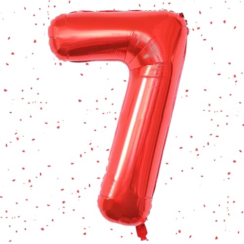 Zahlen Luftballon Rot,Rot luftballon 7, 40 Zoll Folienballon 7,101cm rot Zahlenballon 7 Helium Ballon luftballons 7 Geburtstag für 7 Jahre Geburtstagsdeko Kinder Mädchen Junge von UDRKFOPK