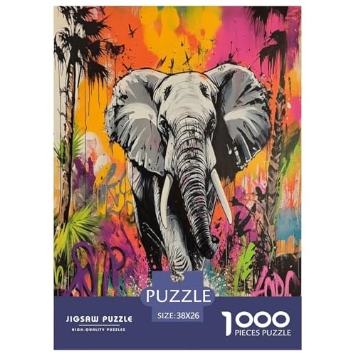 Elefanten Puzzle 1000 Teile Schwer Puzzle Spielzeug Lernspiel Impossible Herausforderungsspielzeug Für Erwachsene Und Kinder in Bewährter 38x26cm/1000pcs von UENDOKRNN
