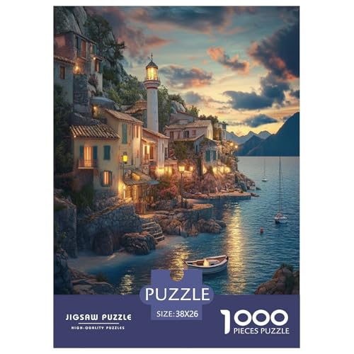 Sonnenuntergang am Hafen Puzzle 1000-teilige Schwer Puzzle Spielzeug Pädagogisches Spiel Impossible Herausforderung Spielzeug Für Erwachsene Und Kinder Ab 12 Jahren 38x26cm/1000pcs von UENDOKRNN