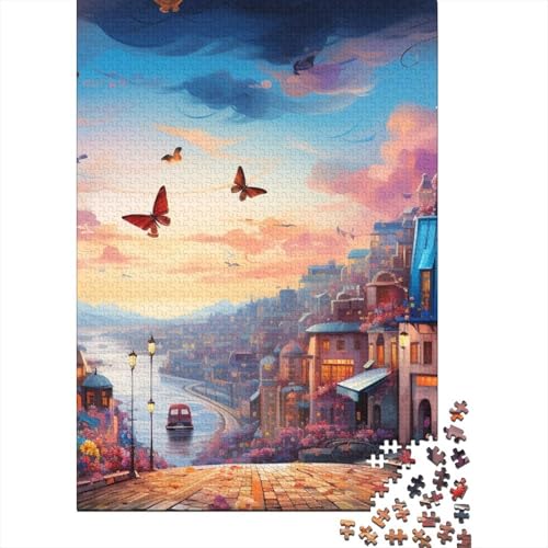 Stadtlandschaft Puzzle 1000-teilige Schwer Puzzle Spielzeug Pädagogisches Spiel Impossible Herausforderungsspielzeug Für Erwachsene Und Kinder Ab 12 Jahren 1000pcs (75x50cm) von UENDOKRNN