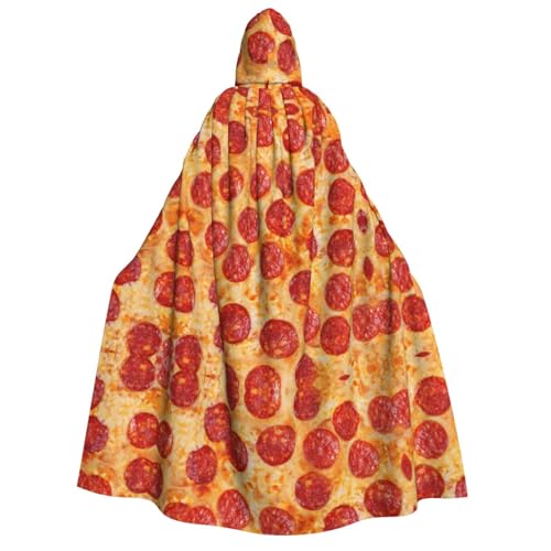 UENFFKDAP (3D-Pizza-Pepperoni), Kapuzenumhang für Erwachsene, Halloween-Umhang, Halloween-Kostüme, Party-Dekoration für Damen und Herren, weich und elastisch von UENFFKDAP