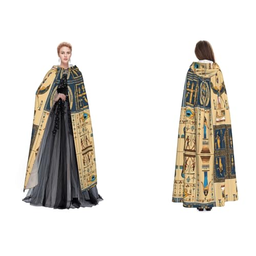 UENFFKDAP (Ancient Egypt Tribe Series) Print Damen Herren Erwachsene Volle Länge Kapuzenumhang Umhang mit Kapuze für Halloween Cosplay Party Kostüme von UENFFKDAP