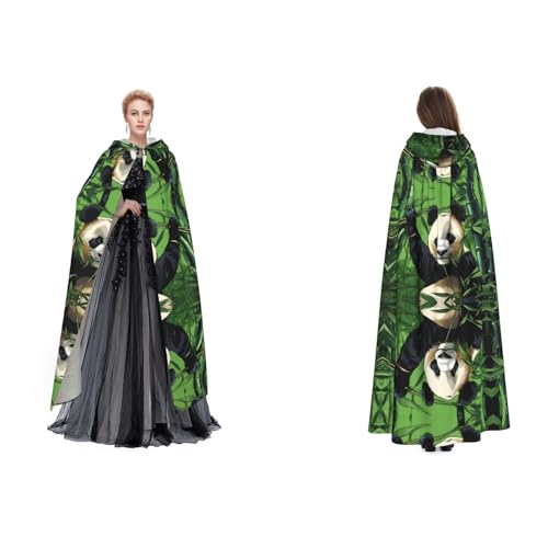 UENFFKDAP (Cartoon Panda) Druck Damen Herren Erwachsene Full Length Hooded Cloak Cape with Hooded for Halloween Cosplay Party Costumes von UENFFKDAP