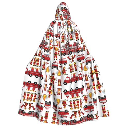 UENFFKDAP (Kleine Jungen und Mädchen in Feuerwehrmann) Druck Erwachsene Kapuzenumhang Halloween Umhang Robe Halloween Kostüme Party Dekor für Damen Herren weich und elastisch von UENFFKDAP