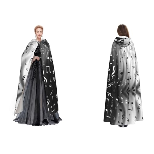 UENFFKDAP (Musiknoten-Druck) Druck für Damen und Herren, Erwachsene, volle Länge, Kapuzenumhang mit Kapuze für Halloween, Cosplay, Party, Kostüme von UENFFKDAP