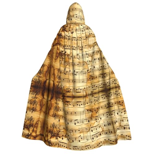 UENFFKDAP (Musiknoten-Druck) Erwachsenen-Umhang mit Kapuze, Halloween-Umhang, Halloween-Kostüme, Party-Dekoration für Damen und Herren, weich und elastisch von UENFFKDAP