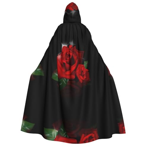 UENFFKDAP Kapuzenumhang für Erwachsene, Rote Rosen, Halloween-Umhang, Halloween-Kostüme, Party-Dekoration für Damen und Herren, weich und elastisch UENFFKDAP Kapuzenumhang für Erwachsene, Rote Rosen, Halloween-Umhang, Halloween-Kostüme, Party-Dekoration für Damen und Herren, weich und elastisch von UENFFKDAP
