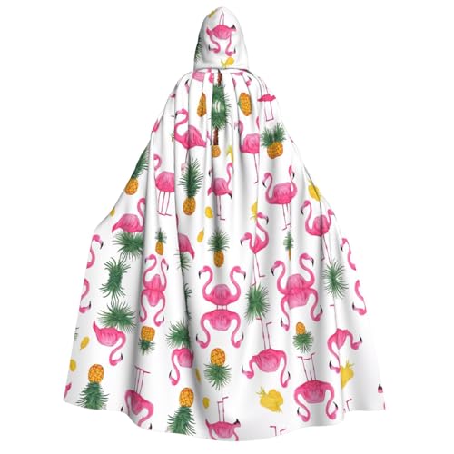 UENFFKDAP Kapuzenumhang mit Flamingo- und Ananas-Aufdruck für Erwachsene, Halloween-Umhang, Halloween-Kostüme, Party-Dekoration für Damen und Herren, weich und elastisch von UENFFKDAP