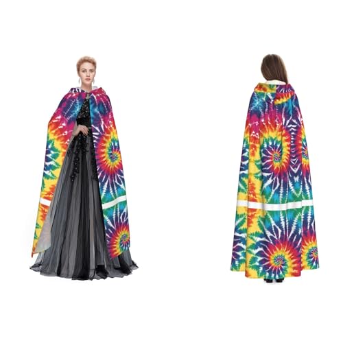 UENFFKDAP Kapuzenumhang mit Kapuze für Damen, Herren, Erwachsene, Batikfärbung, Regenbogen, für Halloween, Cosplay, Party, Kostüme UENFFKDAP Kapuzenumhang mit Kapuze für Damen, Herren, Erwachsene, Batikfärbung, Regenbogen, für Halloween, Cosplay, Party, Kostüme von UENFFKDAP
