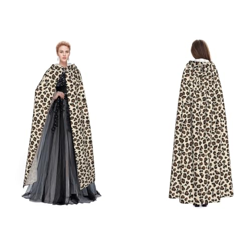 UENFFKDAP Kapuzenumhang mit Kapuze für Damen, Herren, Erwachsene, Leopardenmuster, für Halloween, Cosplay, Party, Kostüme von UENFFKDAP