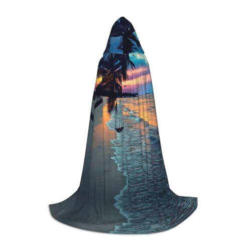 UENFFKDAP Kapuzenumhang mit Kokosnuss-Strand-Sonnenuntergang für Teenager, Party-Dekoration, Größe M, weich und elastisch UENFFKDAP Kapuzenumhang mit Kokosnuss-Strand-Sonnenuntergang für Teenager, Party-Dekoration, Größe M, weich und elastisch von UENFFKDAP