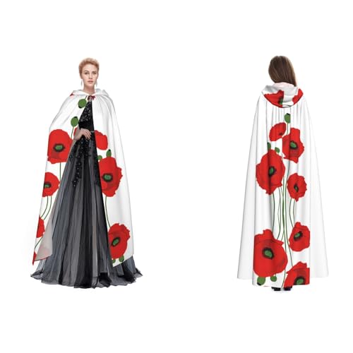 UENFFKDAP Kapuzenumhang mit Mohnblumen-Aufdruck, für Damen, Herren, Erwachsene, volle Länge, mit Kapuze, für Halloween, Cosplay, Party, Kostüme UENFFKDAP Kapuzenumhang mit Mohnblumen-Aufdruck, für Damen, Herren, Erwachsene, volle Länge, mit Kapuze, für Halloween, Cosplay, Party, Kostüme von UENFFKDAP