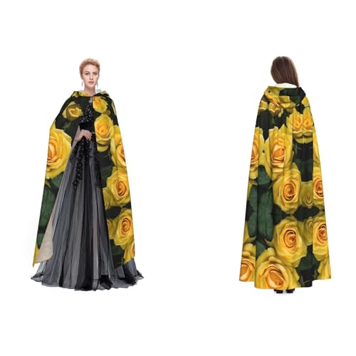 UENFFKDAP Kapuzenumhang mit gelben Rosen für Damen, Herren, Erwachsene, volle Länge, mit Kapuze, für Halloween, Cosplay, Party, Kostüme UENFFKDAP Kapuzenumhang mit gelben Rosen für Damen, Herren, Erwachsene, volle Länge, mit Kapuze, für Halloween, Cosplay, Party, Kostüme von UENFFKDAP