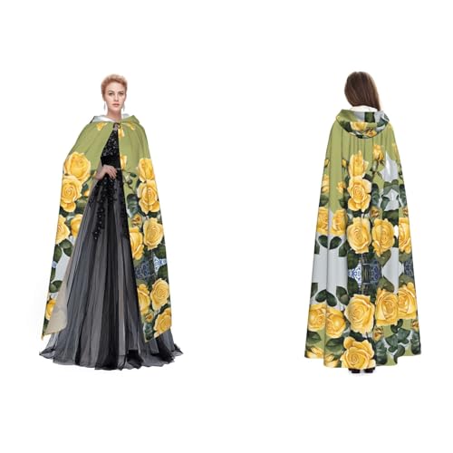 UENFFKDAP Kapuzenumhang mit gelber Rose für Damen, Herren, Erwachsene, volle Länge, mit Kapuze, für Halloween, Cosplay, Party, Kostüme UENFFKDAP Kapuzenumhang mit gelber Rose für Damen, Herren, Erwachsene, volle Länge, mit Kapuze, für Halloween, Cosplay, Party, Kostüme von UENFFKDAP