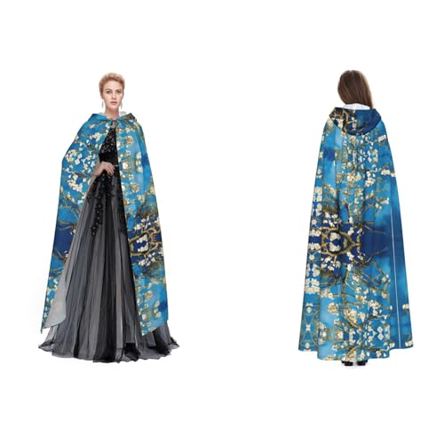 UENFFKDAP Kapuzenumhang mit japanischen Kirschblumen, für Damen und Herren, Erwachsene, volle Länge, mit Kapuze, für Halloween, Cosplay, Party, Kostüme von UENFFKDAP