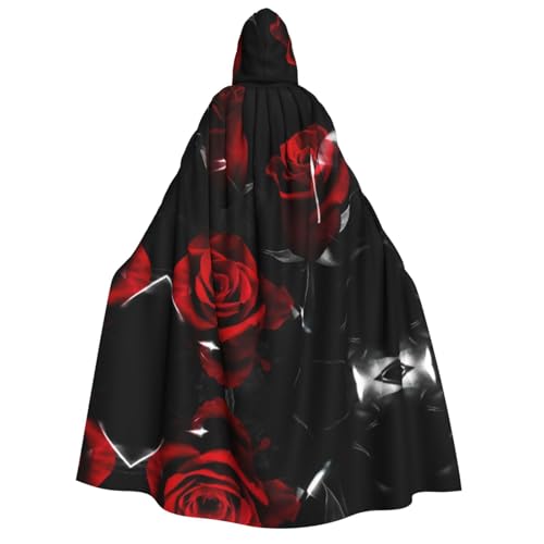 UENFFKDAP Kapuzenumhang mit roter Rose für Erwachsene, Halloween-Umhang, Halloween-Kostüme, Party-Dekoration für Damen und Herren, weich und elastisch UENFFKDAP Kapuzenumhang mit roter Rose für Erwachsene, Halloween-Umhang, Halloween-Kostüme, Party-Dekoration für Damen und Herren, weich und elastisch von UENFFKDAP