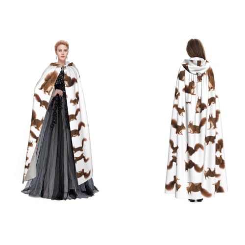 UENFFKDAP Kapuzenumhang mit süßem Eichhörnchen-Motiv, für Damen, Herren, Erwachsene, volle Länge, mit Kapuze, für Halloween, Cosplay, Party, Kostüme UENFFKDAP Kapuzenumhang mit süßem Eichhörnchen-Motiv, für Damen, Herren, Erwachsene, volle Länge, mit Kapuze, für Halloween, Cosplay, Party, Kostüme von UENFFKDAP