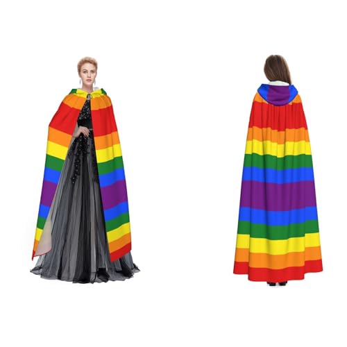 UENFFKDAP Regenbogen-Aufdruck, für Damen und Herren, Erwachsene, volle Länge, Kapuzenumhang mit Kapuze für Halloween, Cosplay, Party, Kostüme UENFFKDAP Regenbogen-Aufdruck, für Damen und Herren, Erwachsene, volle Länge, Kapuzenumhang mit Kapuze für Halloween, Cosplay, Party, Kostüme von UENFFKDAP