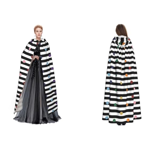 UENFFKDAP Umhang mit Kapuze für Damen, Herren, Erwachsene, glitzernd, Regenbogenfarben, gepunktet, Schwarz und Weiß, für Halloween, Cosplay, Party, Kostüme UENFFKDAP Umhang mit Kapuze für Damen, Herren, Erwachsene, glitzernd, Regenbogenfarben, gepunktet, Schwarz und Weiß, für Halloween, Cosplay, Party, Kostüme von UENFFKDAP