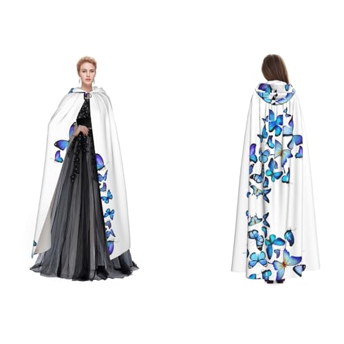 UENFFKDAP Umhang mit Kapuze für Damen, Herren, Erwachsene, mit Kapuze, für Halloween, Cosplay, Party, Kostüme, Blau UENFFKDAP Umhang mit Kapuze für Damen, Herren, Erwachsene, mit Kapuze, für Halloween, Cosplay, Party, Kostüme, Blau von UENFFKDAP