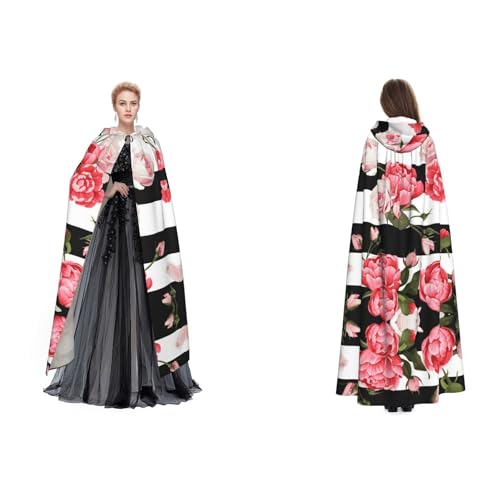 UENFFKDAP Umhang mit Kapuze für Damen, Herren, Erwachsene, mit Kapuze, für Halloween, Cosplay, Party, Kostüme, Schwarz / Weiß gestreift UENFFKDAP Umhang mit Kapuze für Damen, Herren, Erwachsene, mit Kapuze, für Halloween, Cosplay, Party, Kostüme, Schwarz / Weiß gestreift von UENFFKDAP