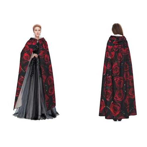UENFFKDAP Umhang mit Kapuze für Damen, Herren, Erwachsene, volle Länge, mit Kapuze, für Halloween, Cosplay, Party, Kostüme, Rot und Schwarz UENFFKDAP Umhang mit Kapuze für Damen, Herren, Erwachsene, volle Länge, mit Kapuze, für Halloween, Cosplay, Party, Kostüme, Rot und Schwarz von UENFFKDAP
