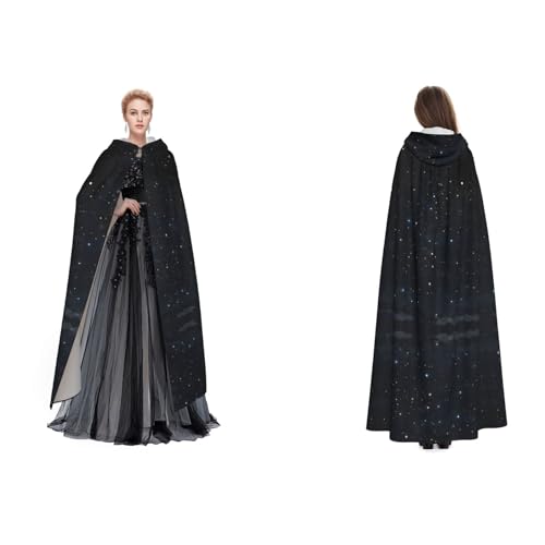 UENFFKDAP Umhang mit Kapuze für Damen, Herren und Erwachsene, mit Kapuze, für Halloween, Cosplay, Party, Kostüme, Schwarz UENFFKDAP Umhang mit Kapuze für Damen, Herren und Erwachsene, mit Kapuze, für Halloween, Cosplay, Party, Kostüme, Schwarz von UENFFKDAP