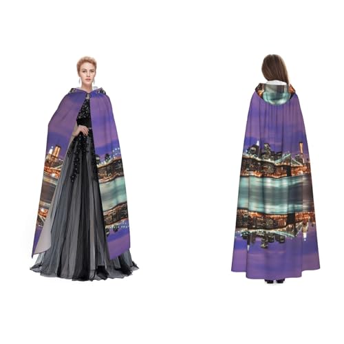 UENFFKDAP Umhang mit Kapuze für Damen, Herren und Erwachsene, mit Kapuze für Halloween, Cosplay, Party, Kostüme, Motiv: New York Night) von UENFFKDAP