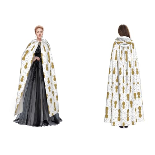UENFFKDAP Umhang mit goldfarbenem Glitzer-Ananas-Motiv, für Damen, Herren, Erwachsene, volle Länge, mit Kapuze, für Halloween, Cosplay, Party, Kostüme UENFFKDAP Umhang mit goldfarbenem Glitzer-Ananas-Motiv, für Damen, Herren, Erwachsene, volle Länge, mit Kapuze, für Halloween, Cosplay, Party, Kostüme von UENFFKDAP