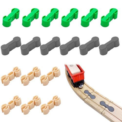 UENXRXE 18 Stück Schienen Verbindungsstücke,Gleisverbinder, Eisenbahn Zubehör, 3.5 * 0.6 * 1cm Holzeisenbahn Zubehör Adapter Kompatibel Mit Brio, Lillabo, Thomas and Friends, Melissa UVM(3Farbe) von UENXRXE